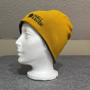 Fjallraven Golden Yellow Knit Beanie with Olive Trim